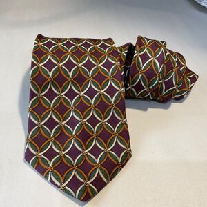 Brooks Brothers Makers Necktie 100% Silk USA Purple Geometric Equestrian Bridle